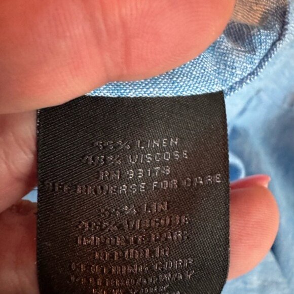 Magaschoni Man Linen Button Down Shirt Size XL Beachy Coastal Lagom Quiet Luxury - Picture 7 of 10